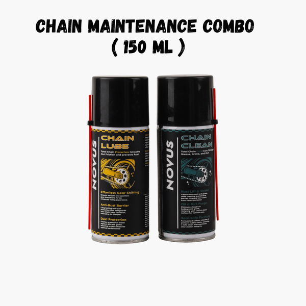 Two Novus chain maintenance products on a white background