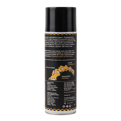 Black spray can with text and graphics on a white background